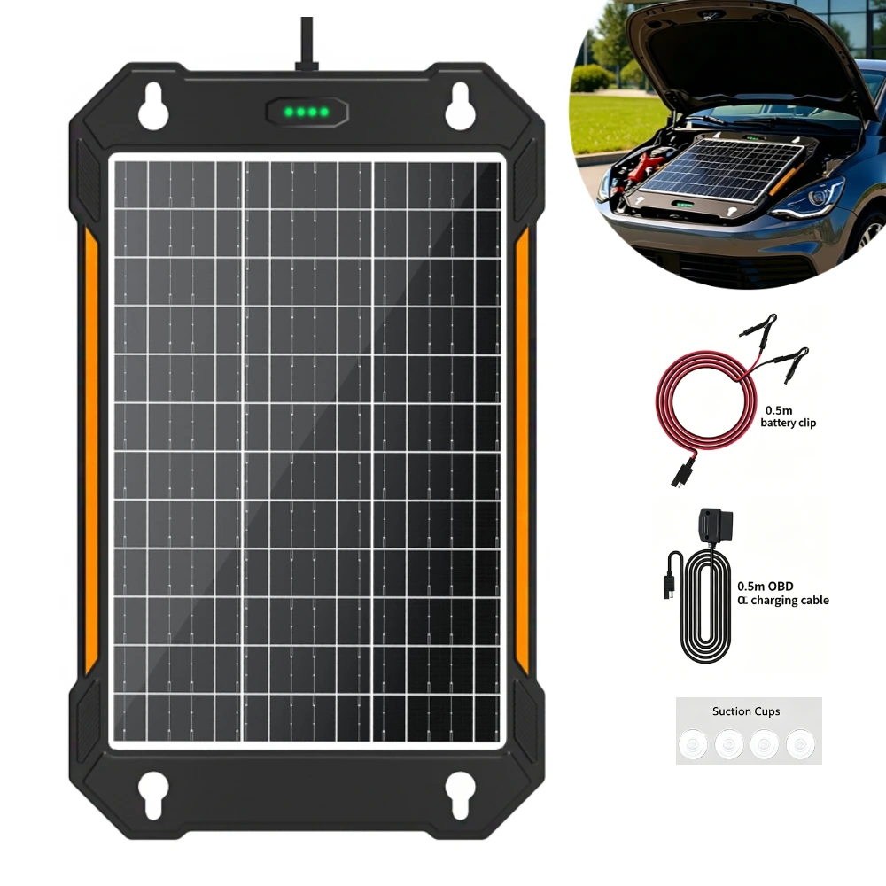 

12W Solar Panel Car Charger with Smart Charging Controller for RV Travel Camping Hiking Trickle Battery Power Supply