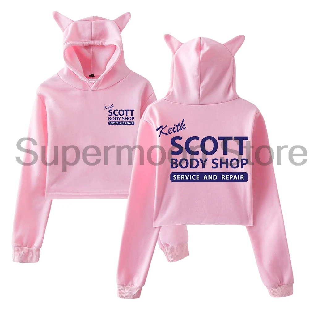 كيث سكوت بودي شوب وان تري هيل هوديي آذان القط مقنعين بلوزات طويلة الأكمام المحاصيل الأعلى الملابس النسائية #1