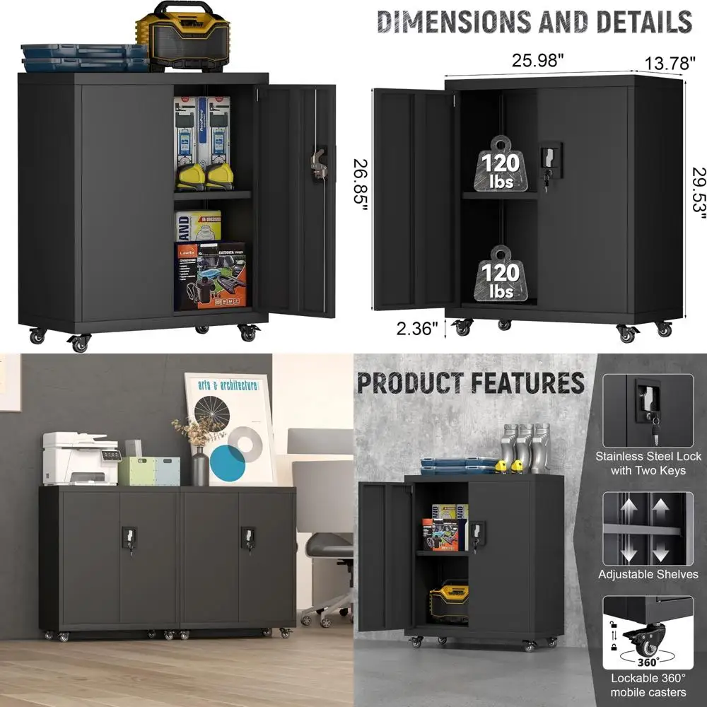 

портативный стальной шкаф для хранения с запираемыми дверцами и регулируемой полкой