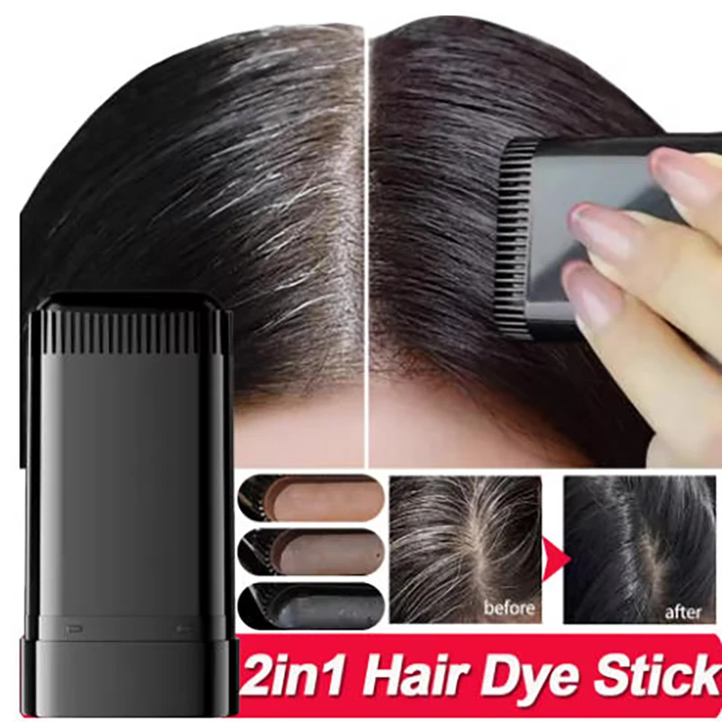 3 Colors Daily Hair Stick, Gray Hair Covering Artifact No Color Loss Disposable Hair Dye Stick Hair Roots Hair Dyeing and Color