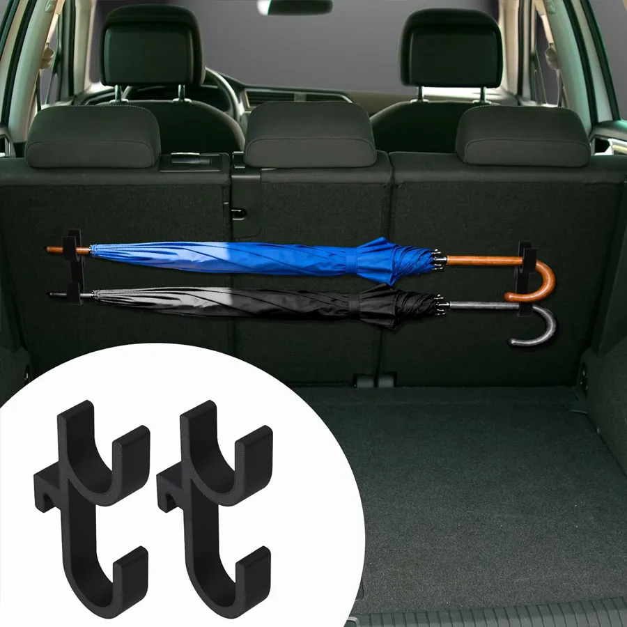 4/2/1Pcs Universal Car for Umbrella Hook, Trunk And Seat Back Headrest Hanger, No Drilling Organizer for Umbrella, Grocery Bags,