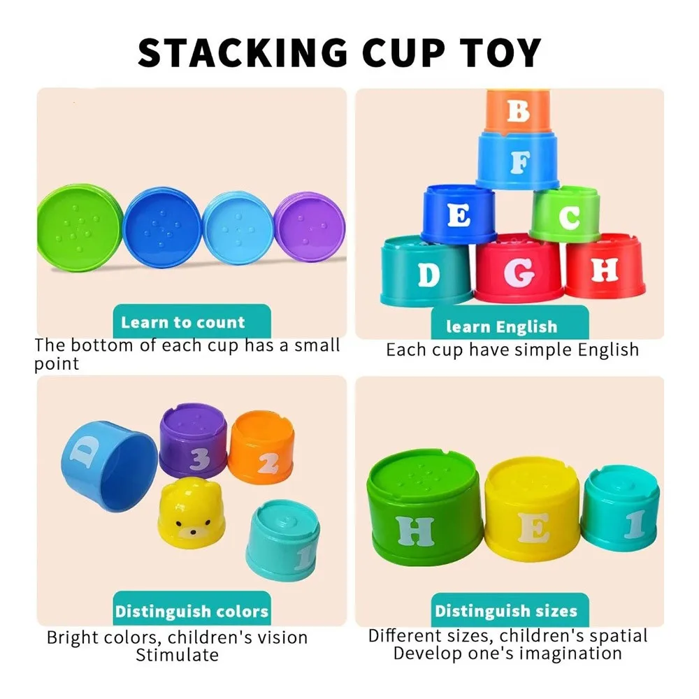 Baby Bathroom clessidra Stacking Cup Montessori Educational Intelligence Gift Toys Stacking Ring Tower Infant Bath Play for Kids