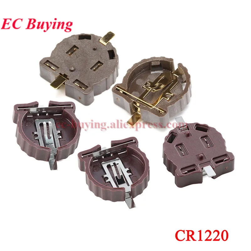 5Pcs-100Pcs SMD SMT CR1220 CR1225 BS-1220-2 3V Button Cell Battery Holder Socket Case Box for Button Battery