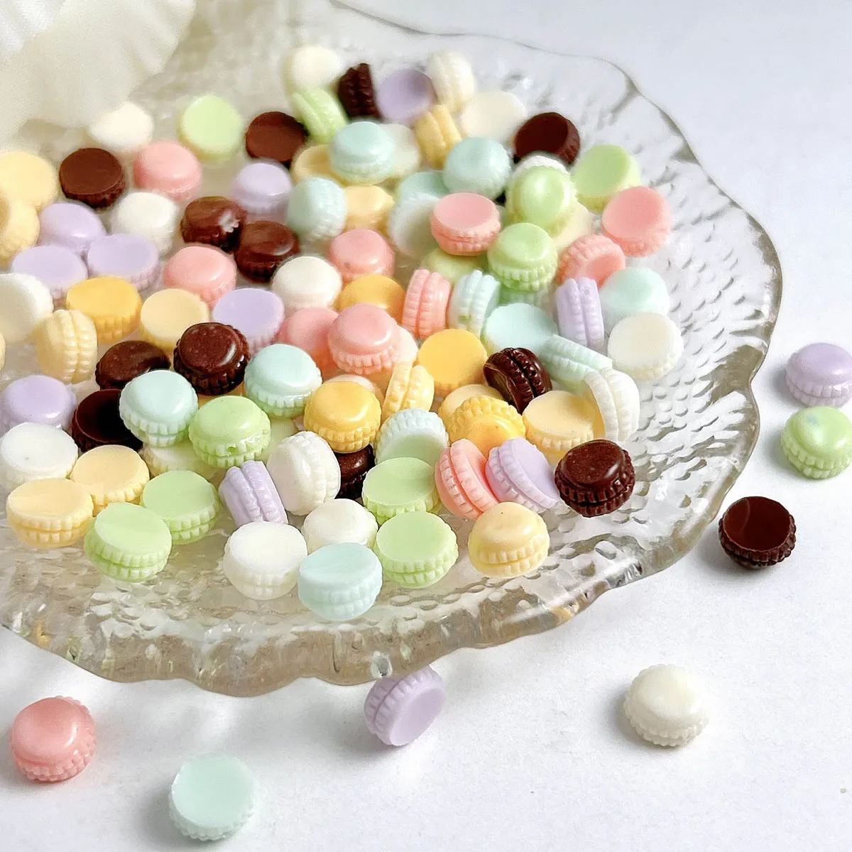 100Pcs 3D Mini Macaron Nail Charms - Sweet Resin Dessert Decor for Kawaii Manicures