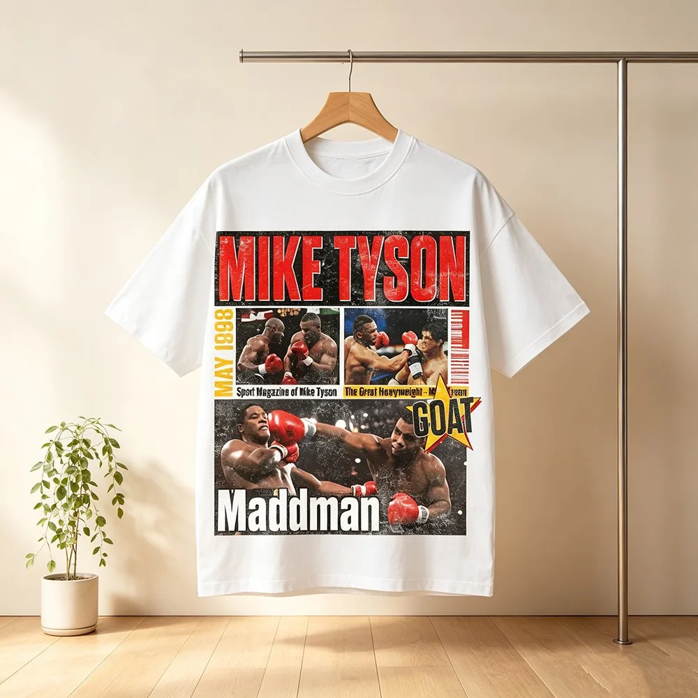 Vintage Boxing Legend Collage Graphic T‑Shirt, Unisex Crew Neck Short Sleeve Tee, Retro GOAT Sports Aesthetic Streetwear Tops for Men Women