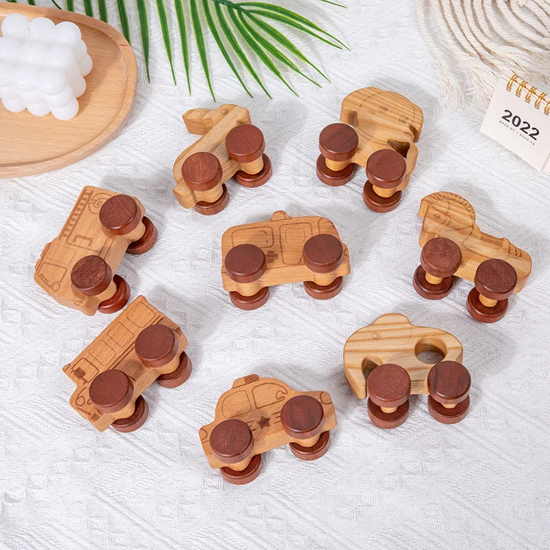 New  Building Blocks Toy Maple Car Mahogany Classic Car Black Walnut Gift Toy Beech Wood Car Educational Montessori Toys