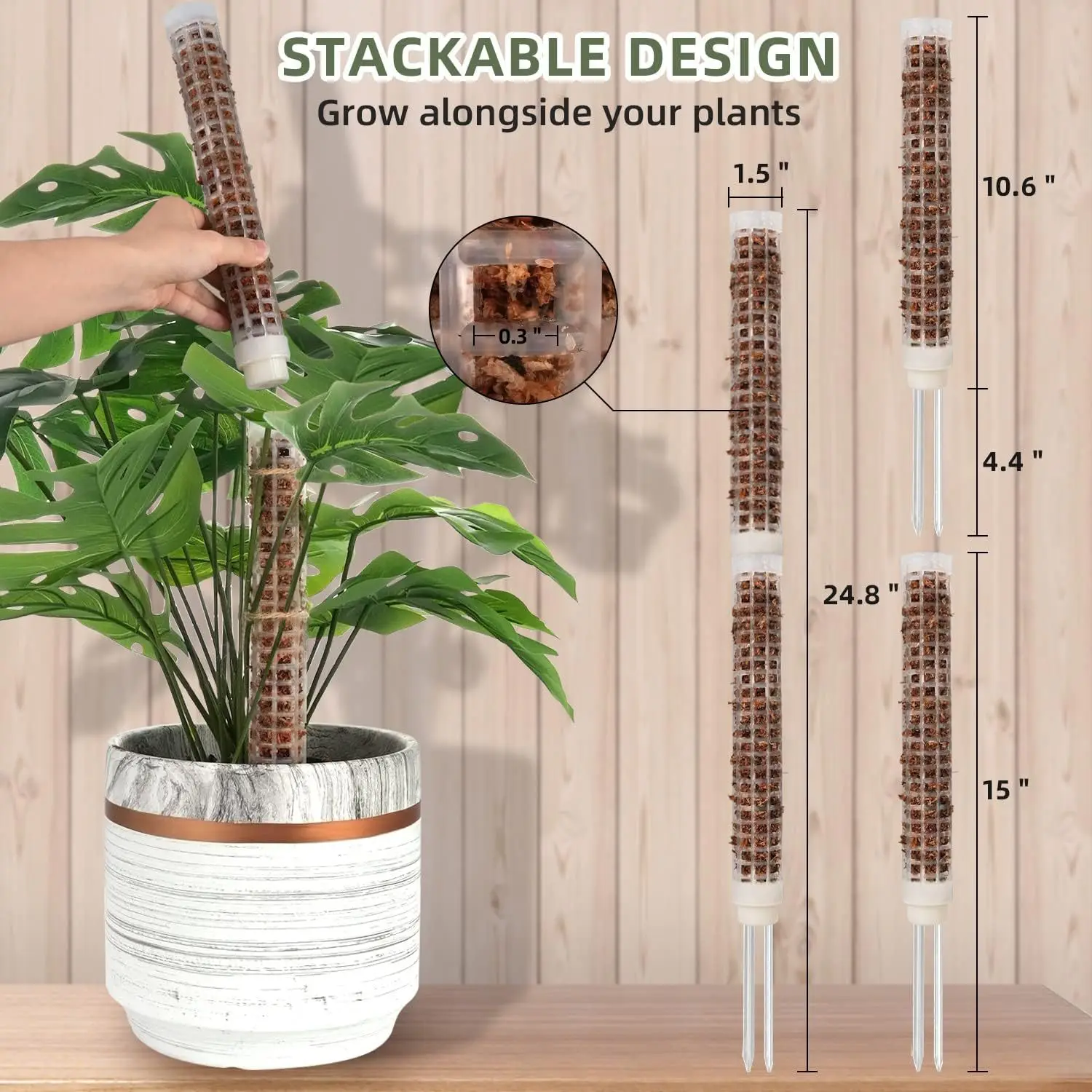 Moss Pole Plastic Plant Stand Indoor Climbing Plants Guardian Tutors Pot Moss Stick For Plants Growth Garden Support Accessories