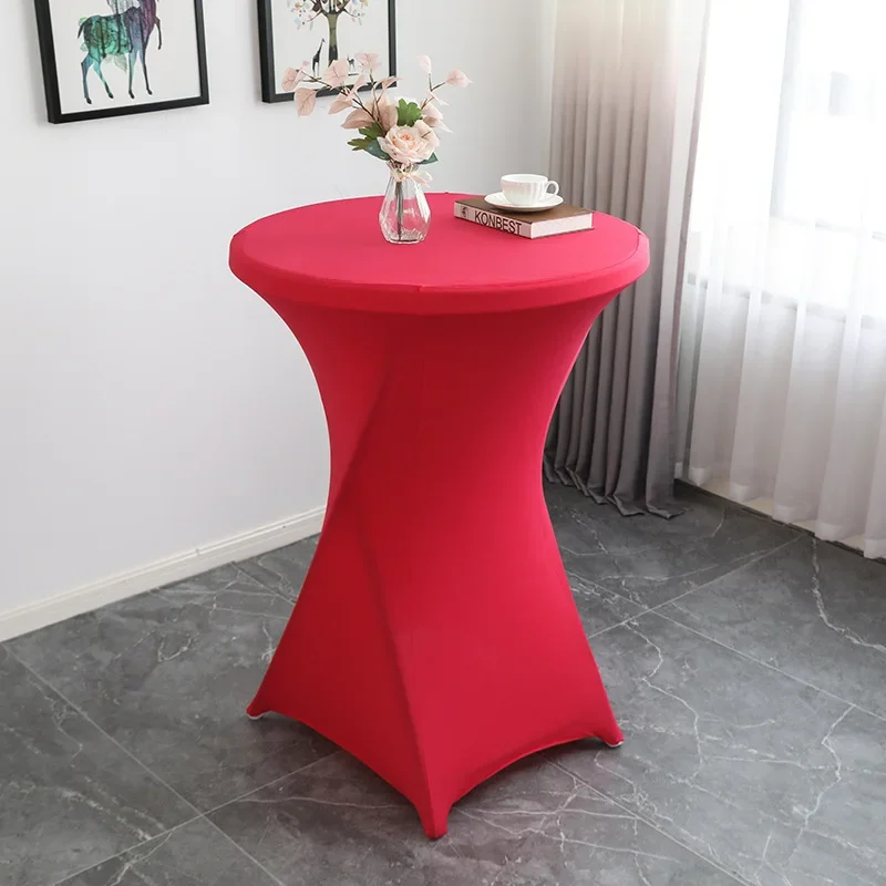 Cocktail Table Cloth Wedding Cover Spandex Round High Bar Birthday Party Show Hotel Decoration Four Legs Round Base