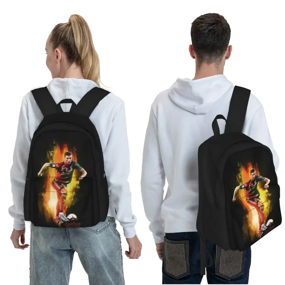 Ronaldo Wallpaper Student Backpack School Bag Hiking Travel Daypack for Boys Girls Fashion Bookbag Shoulder Bags