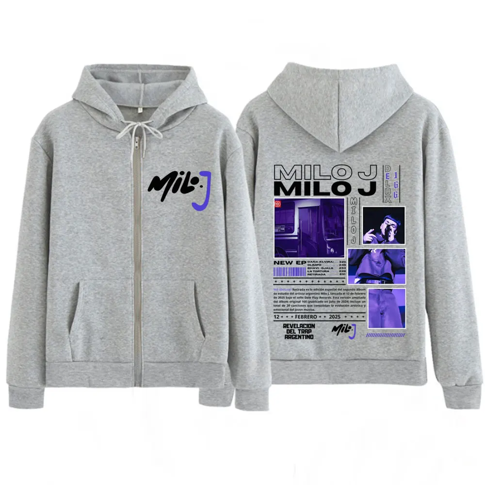 مغني الراب ميلو J 166 ألبوم 2025 جولة ميرش قلنسوة بسحاب الرجال النساء موضة فضفاضة البلوز بأكمام طويلة عالية الجودة زمم سترة