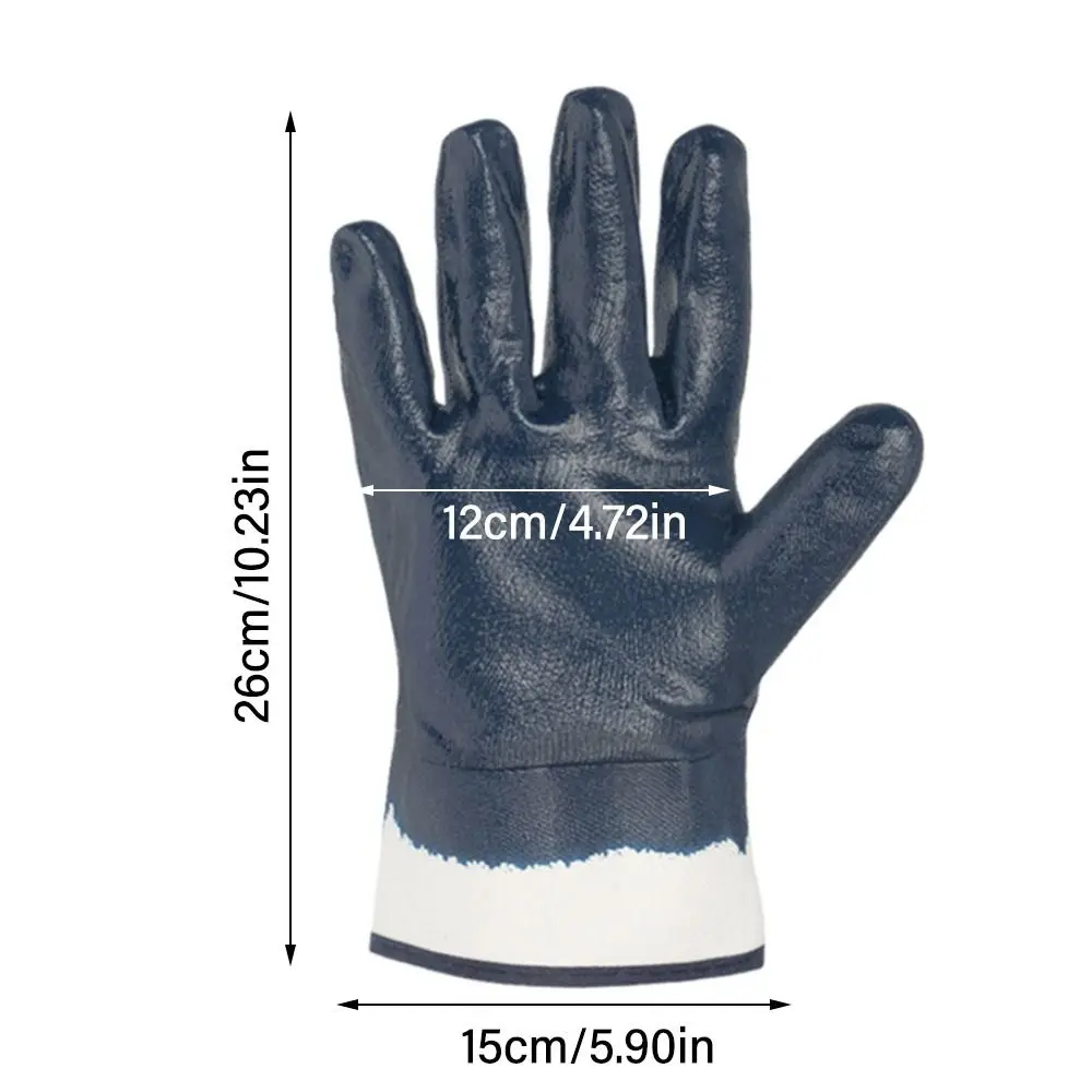 Blue Working Glove Soldering Accessory Nitrile Canvas Thicken Gauntlets Industrial Protection Anti-Heat Dipped Rubber Gloves