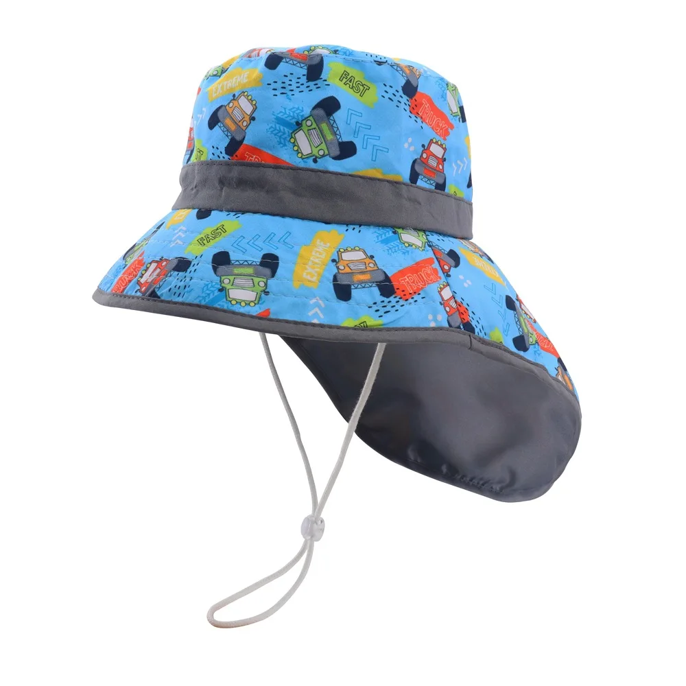 New Panama Summer Baby Bucket Hat for Boys Girls Cartoon Children\'s Beach Shawl Hat Kids Wide Brim UV Protection Outdoor Sun Cap