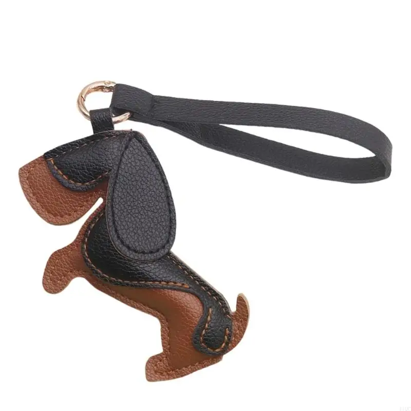 PU Leather Dachshund Charm Ring Holder Ornament For Various Multipurpose Use