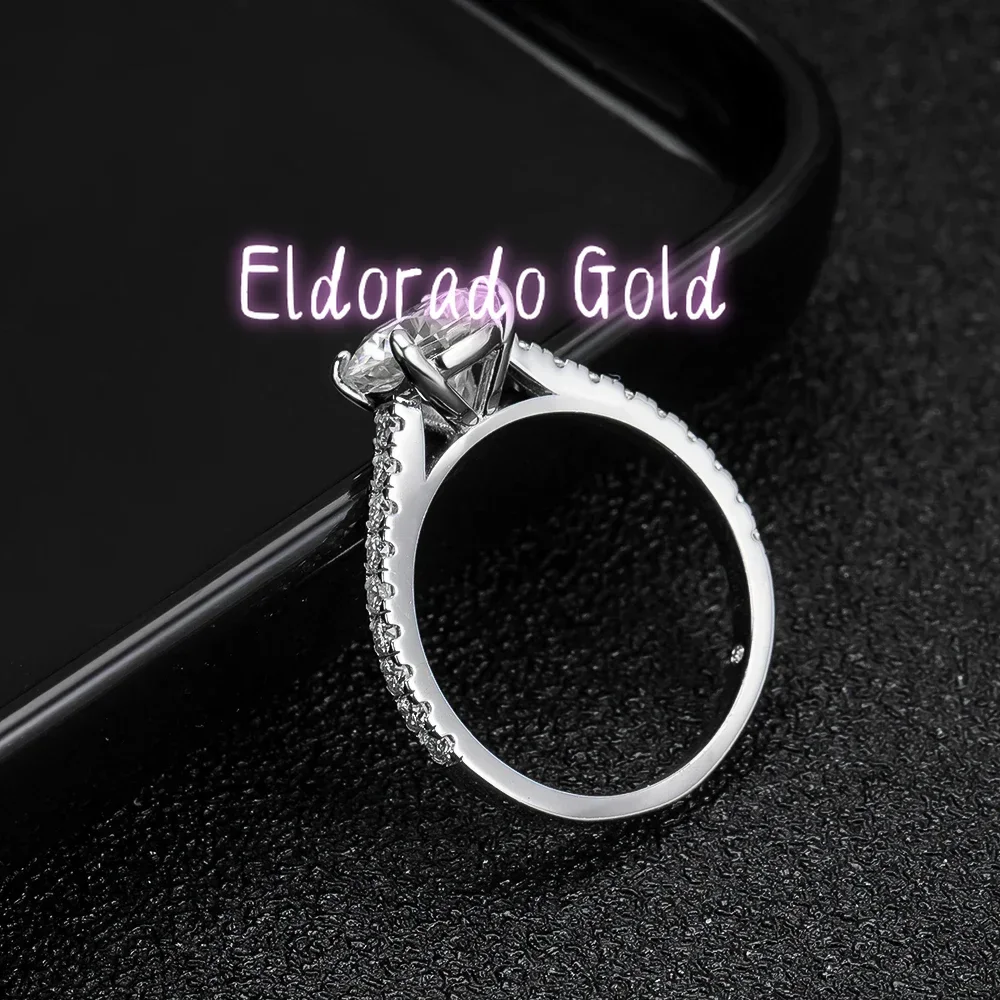 

Eldorado Gold New 3ct D Color All Moissanite Ring s925 Sliver Plated 18k White Gold Wedding Band Engagement Rings For Women Fin