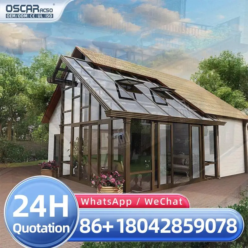 

Отдельно стоящая наклонная сборная солнечная комната со стеклянными дверями, алюминиевый зимний сад для наружного использования в солнечной комнате с диапазоном ценей