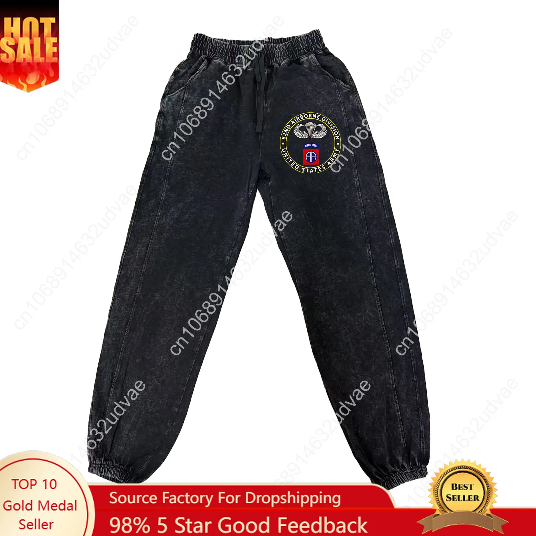 

82nd Airborne Division Parachutist Wings Circ Pants Man Woman Teenager Retro Trousers Elastic Sweatpants Custom with Pocket