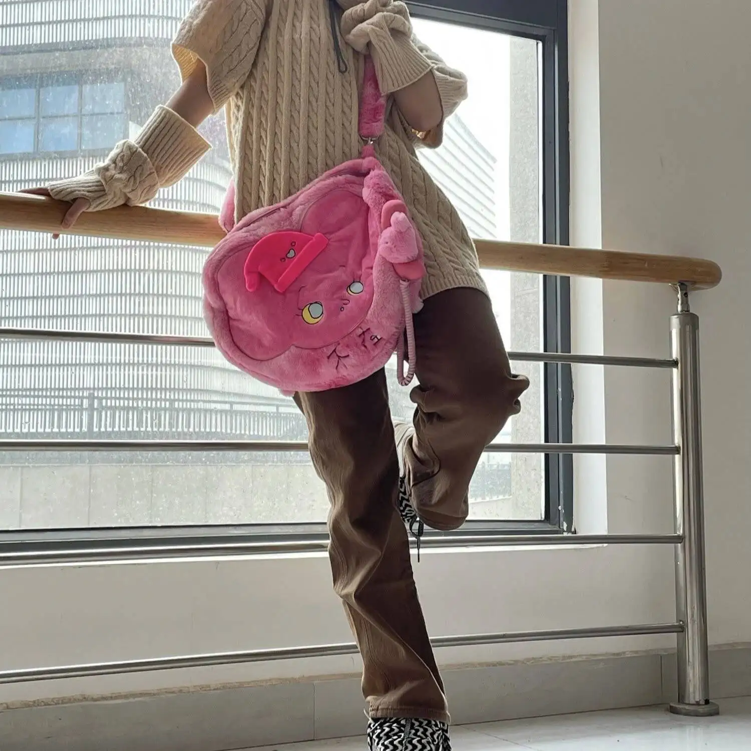 Bloom Haruku Cute Plush Crossbody Bags Women 2023 New Fur Chic Soft Messenger Bag Ladies Casual Pink Y2k Backpack Purses