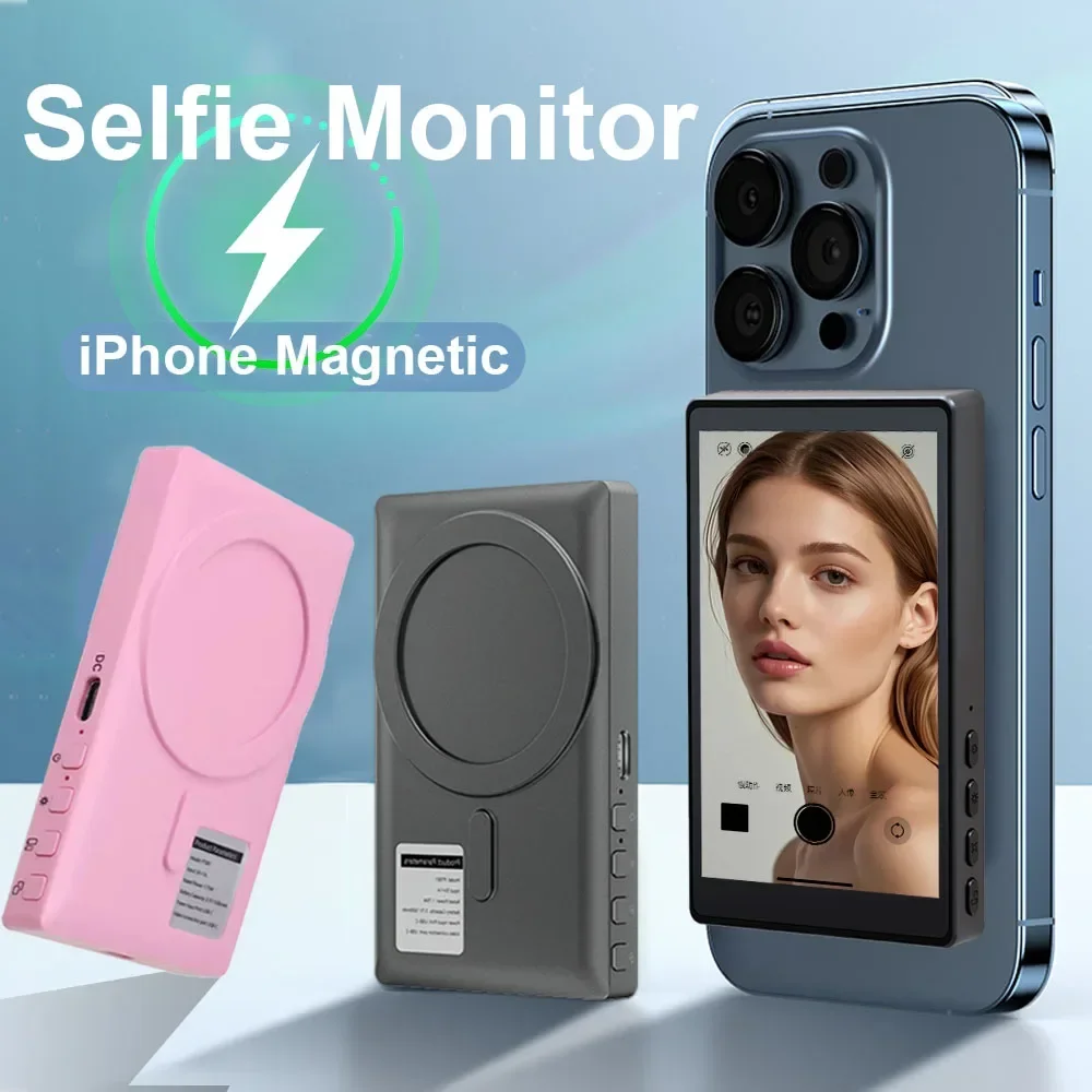 شاشة لاسلكية للكاميرا الخلفية، شاشة سيلفي للهواتف الذكية، شاشة مغناطيسية لتسجيل الفيديو المباشر، أداة سيلفي خارجية