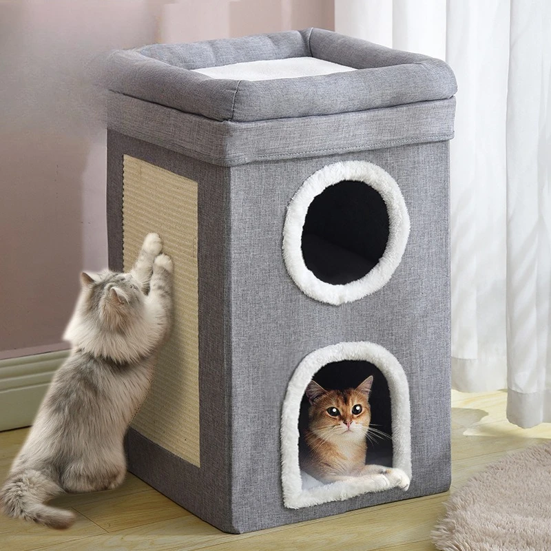 

3 Layer Warm Foldable Cat Bed All Season Pet House for Cats