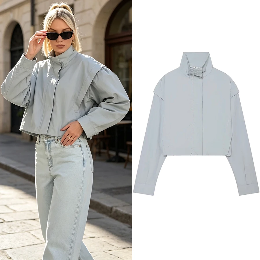 Women Plaid Hooded Drawstring Waist Cinching Jacket Women Loose Long Sleeve Zipper Jackets Fashion Female Street Outwear