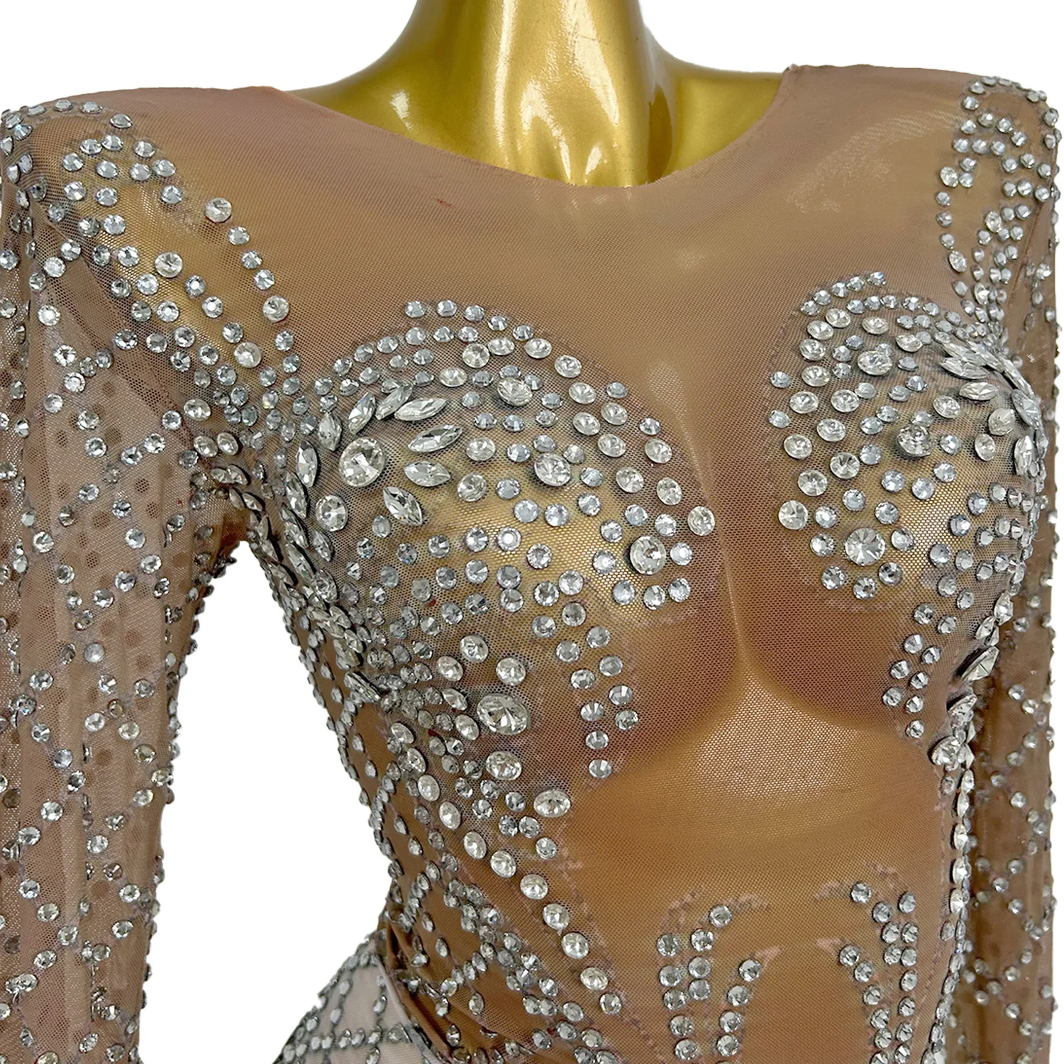 Vestidos Sexy Diamond Night Club Sheath Dress Ladies Evening Gown Drag Show Stage Performance Costume Mini Cocktail Party Dress