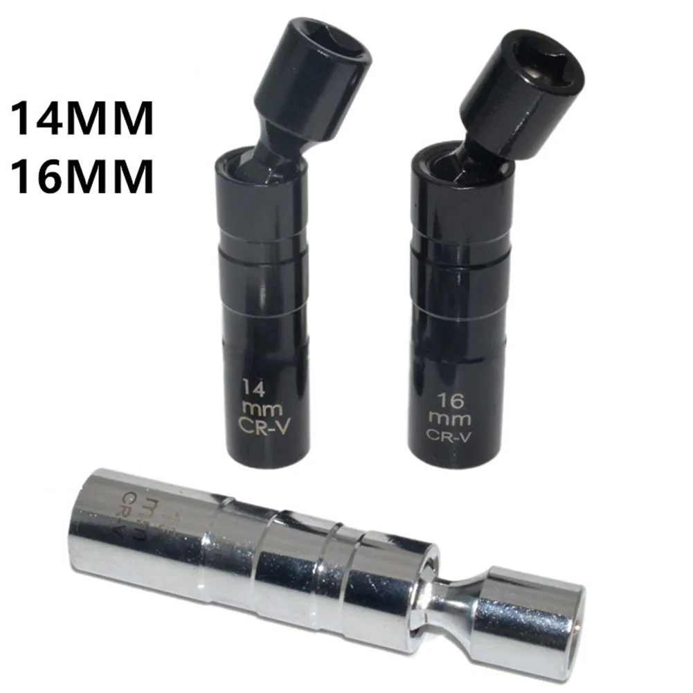 2pcs Spark Plug Socket Wrench Adapter 14mm16mm Universal Joint With Magnetic Flexible Socket Wall 3/8\