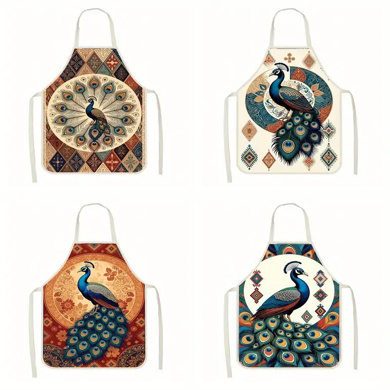 

Peacock Artistic Aprons Linen Apron, Suitable For Kitchen Cooking, Parent-Child Interaction, Painting And Other Scenarios