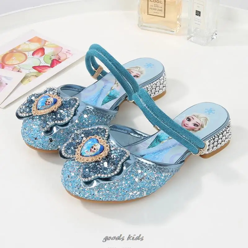 Disney Girls Sandals New Summer pantofole per bambini ragazze scarpe di cristallo Frozen 2 Elsa Princess Shoes regalo di compleanno