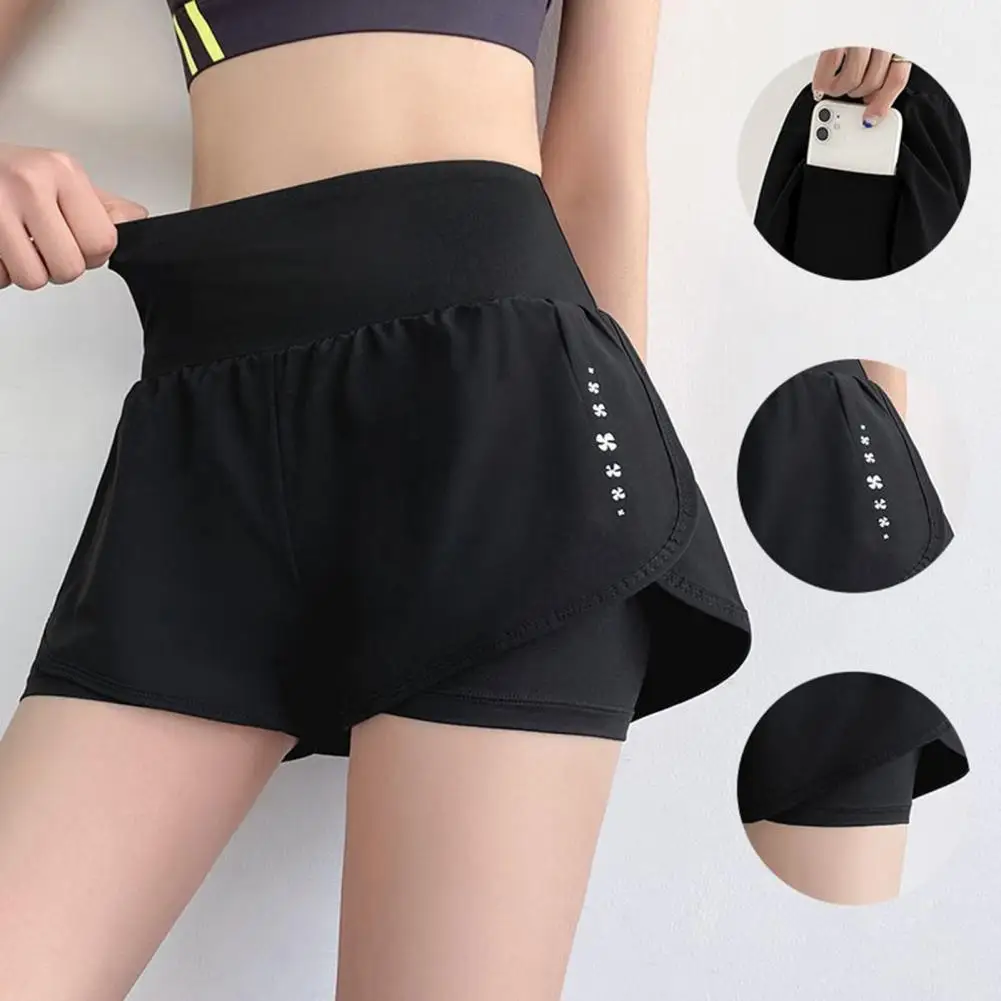 Women Athletic Shorts Fake Two Piece Women Yoga Shorts Slim Fit Sportswear  Stylish Summer Ladies Fitness Short Pants Trousers