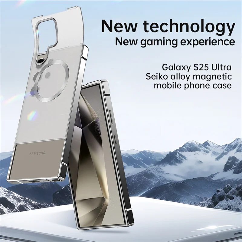 金属フレームプッシュプルつや消しバックボード電話ケース三星銀河 S24 S25 超 Magsafe 磁気耐衝撃保護ケース