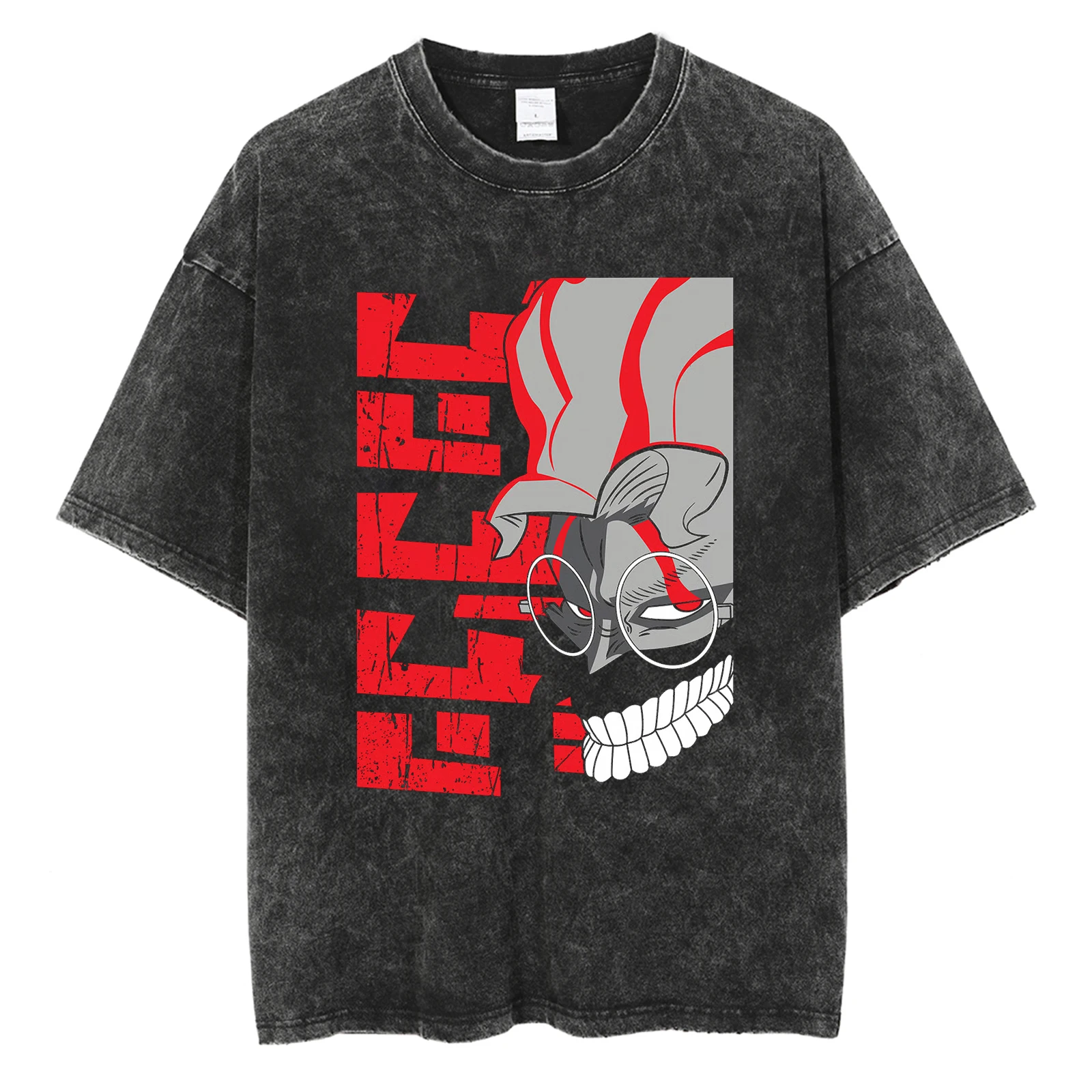 

Men Streetwear Anime Graphic Print T-shirt Harajuku Washed Vintage T-Shirt Oversized Women Hip Hop Fashion Cotton Top Tee Unisex