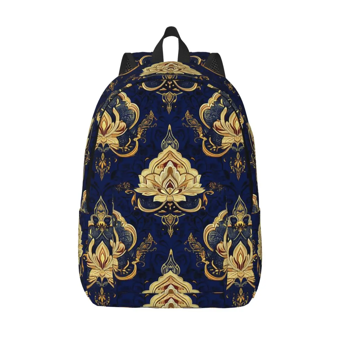 

Elegant Thai Lotus Silk Pattern Royal Student Backpack School Bag Hiking Travel Daypack Boys Girls Bookbag Shoulder Bags