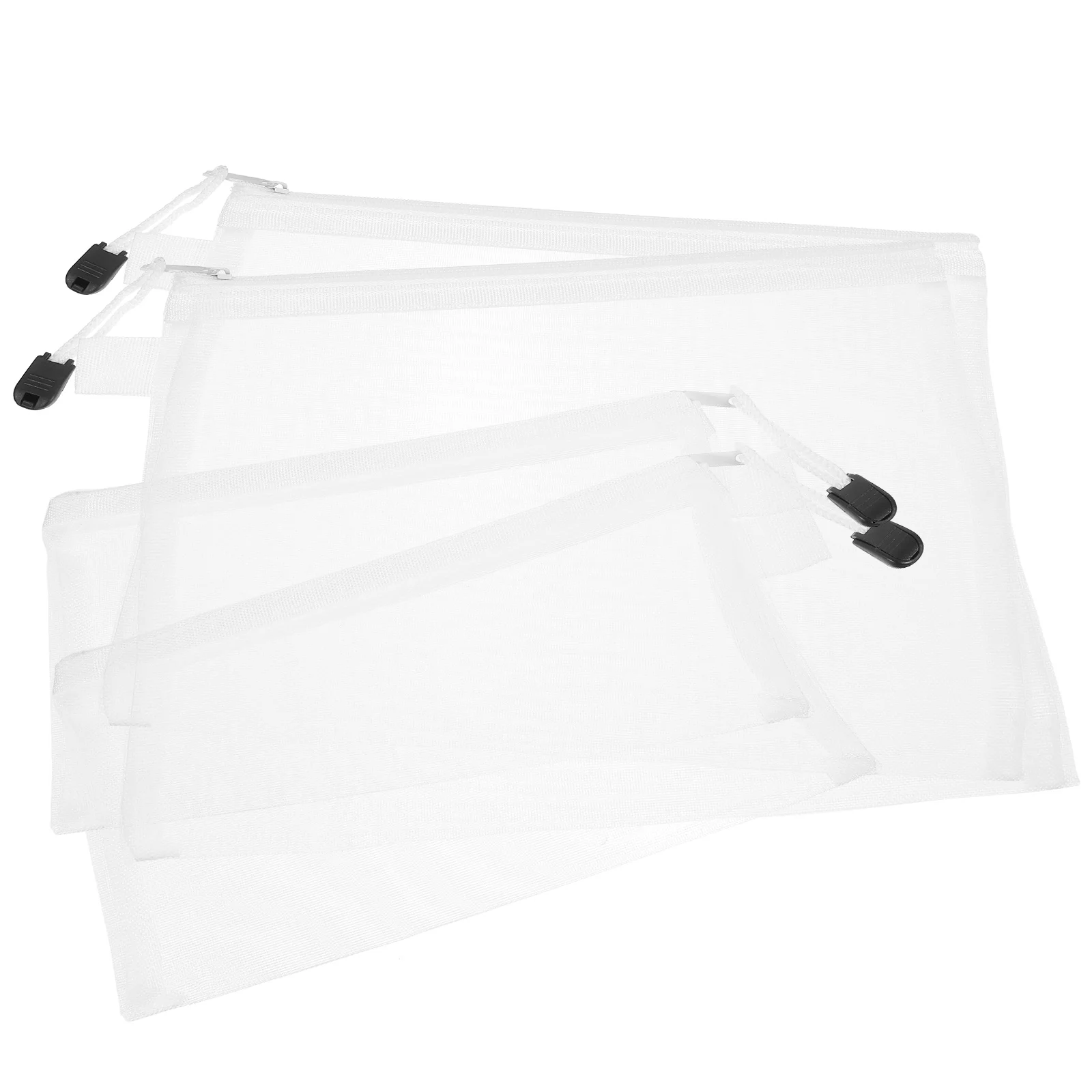 4 قطع من أكياس الملفات المزودة بسحاب، أكياس تخزين المستندات الشبكية، حاوية قرطاسية مقاومة للماء لتنظيم الملفات والأقلام ومستحضرات التجميل #5