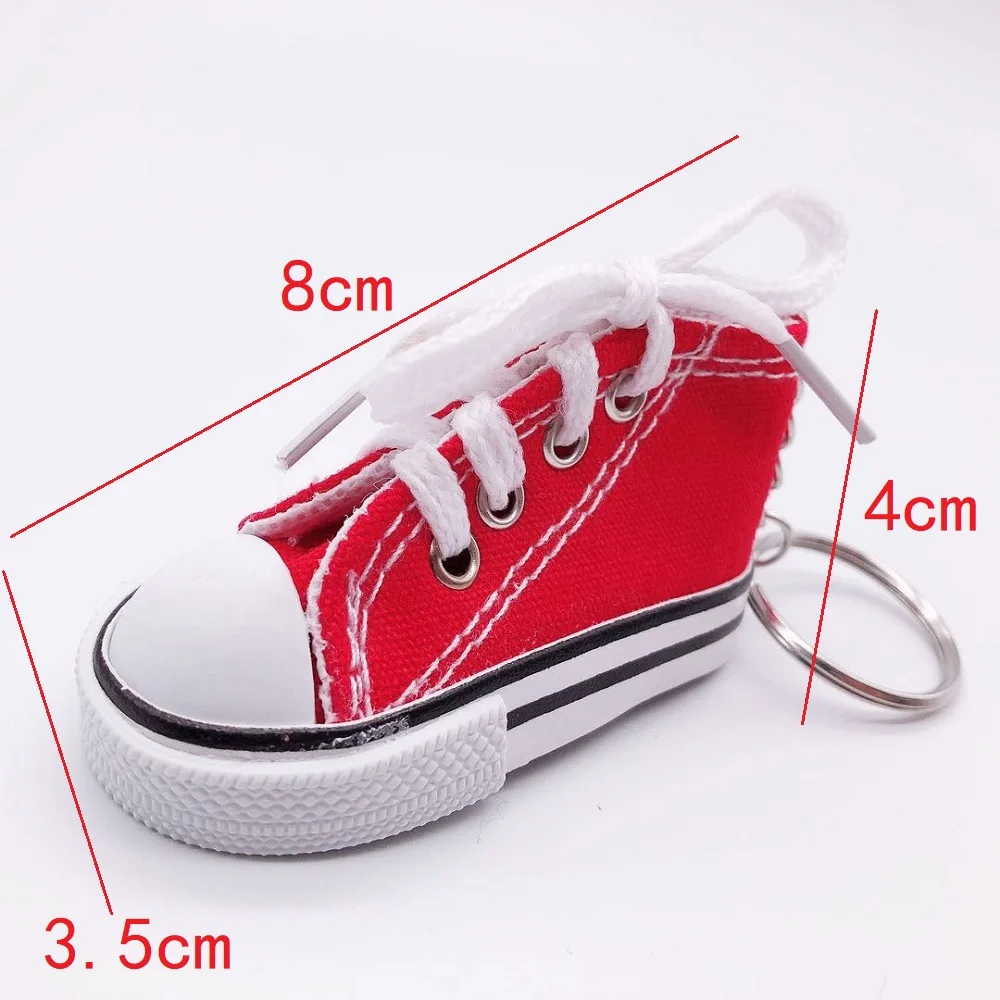 Criativo 3d lona tênis sapato chaveiro bonito mini sapatos esportivos pingente chaveiros simulação do carro berloque saco chave titular