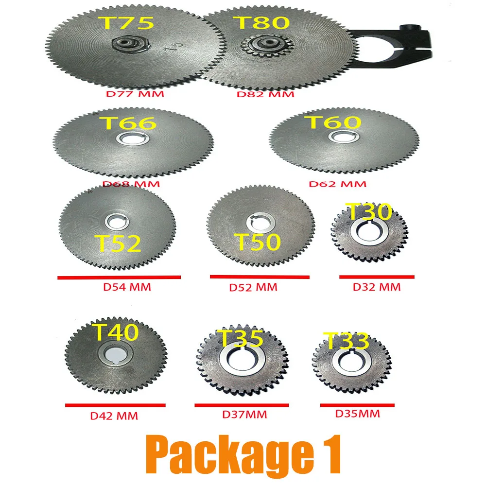 

210 Lathe Metal Gear Spare Parts Set - 80/75/66/60/52/50/40/35/33T Compatible DIY Gear Set for Metal Lathes