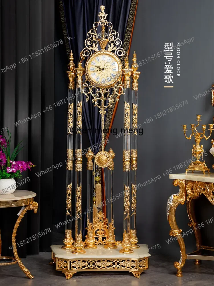 d178 American craft quartz movement mechanical floor clock living room study luxury villa carved vertical European vertical cloc