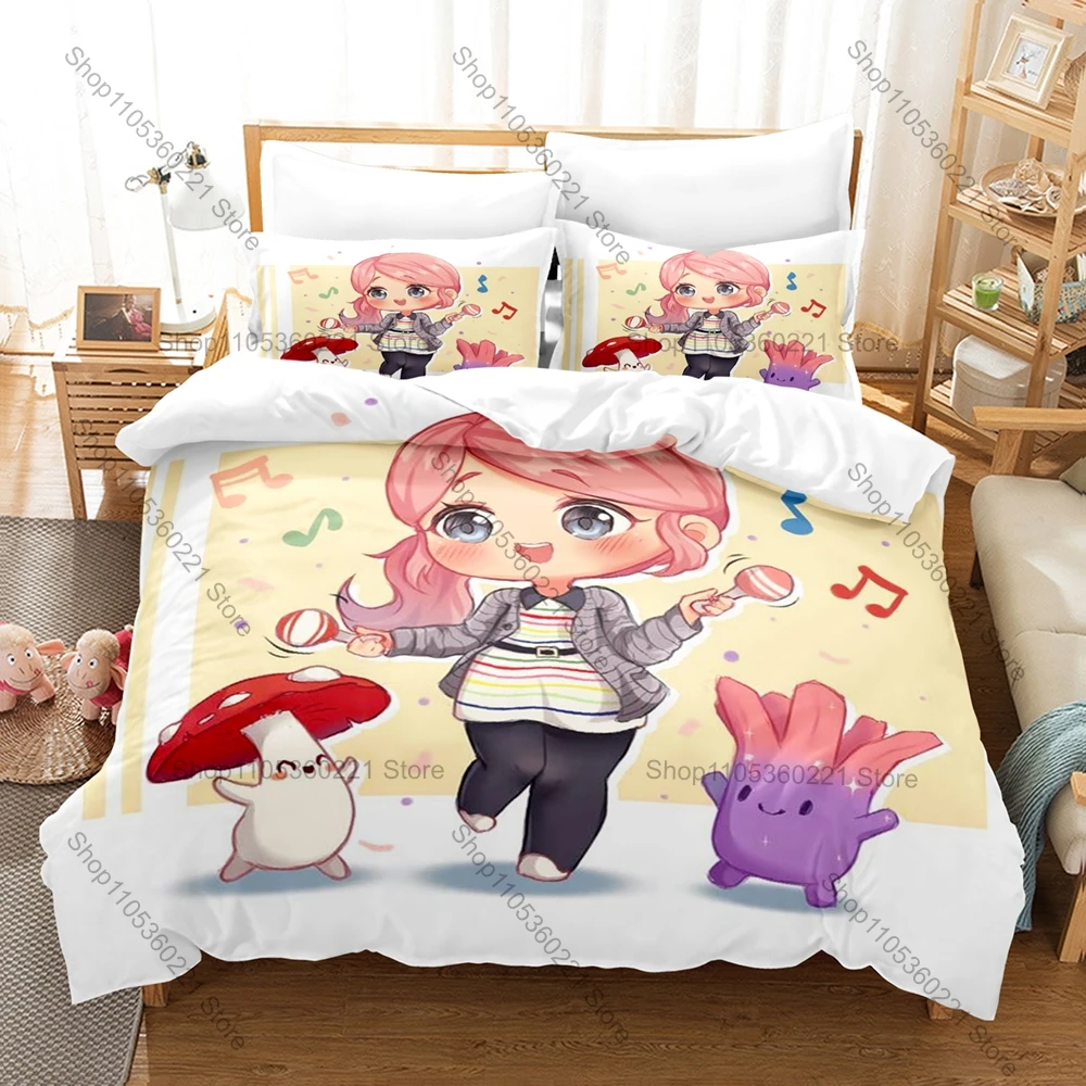 Cute Ooblets Bedding Set 3 Piece Colorful Printed Duvet Cover Set Home Textile For Gaming Bedroom Decoration Twin Full Bed