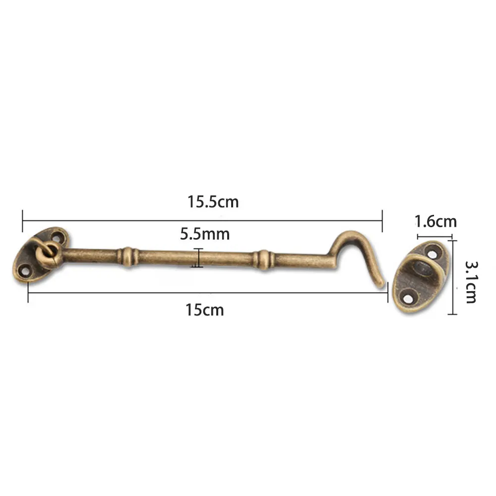 1pcs ทองเหลือง Bronze Cabin Hook และ Eye ไม้ไผ่รูปโบราณ Cabin Hook หน้าต่าง Cabin Hook ล็อคและ Eye Latch ล็อค Shed Gate