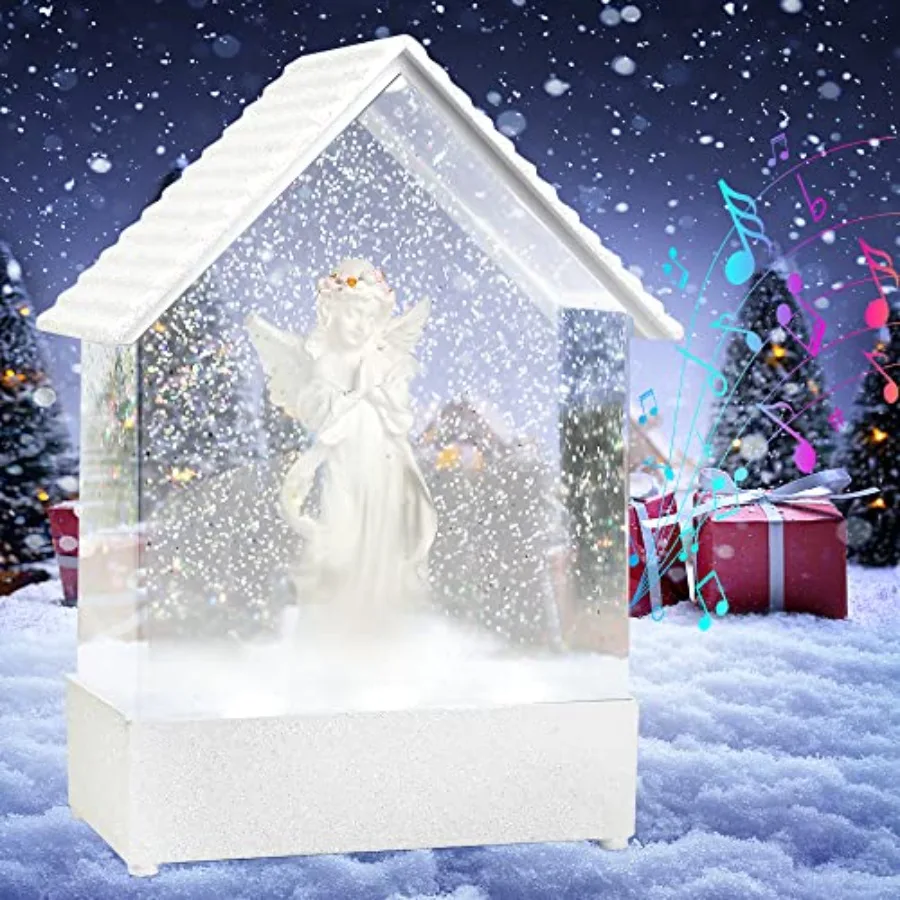 -Angel Musical Snow Globe - Praying Angel Statue Lights Festival Decor for Home Mother's Day Birthday Present Remembrance Prese
