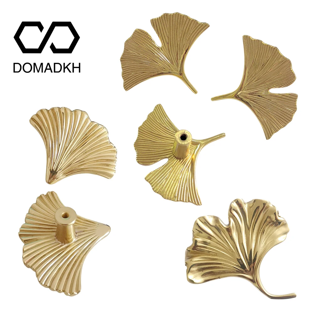 Ginkgo Leaf Solid Brass Furniture Knobs for Cabinets and Drawers Creative Wardrobe Handles Unique Cupboard Door Pulls Hardware