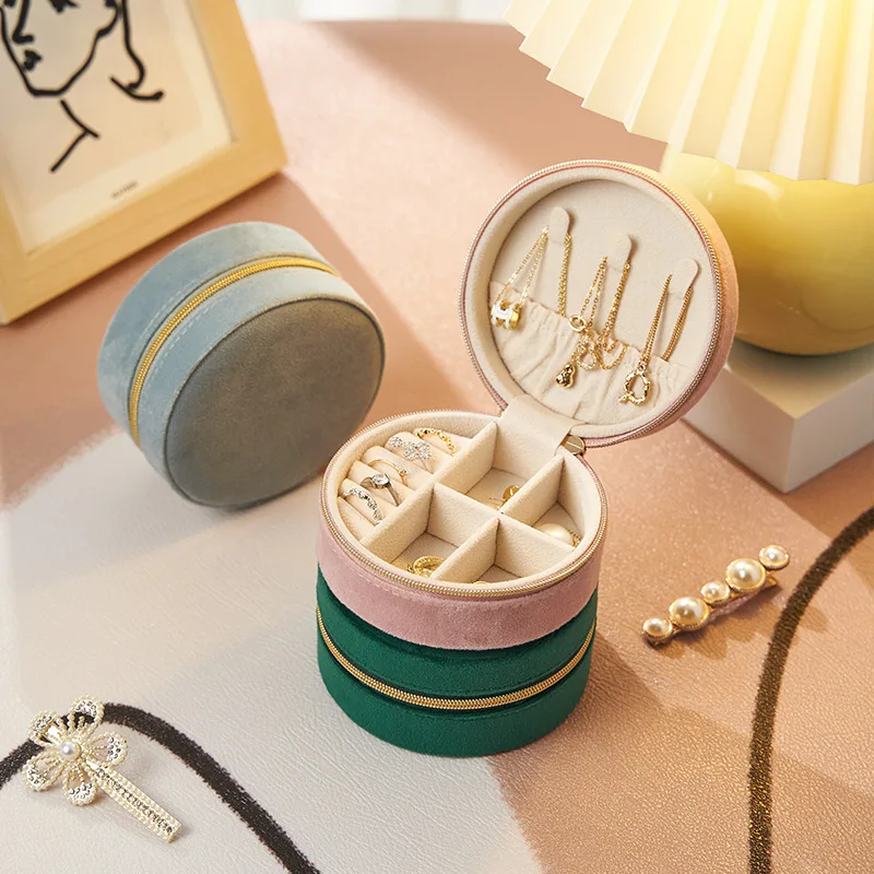 Ins Round Mini Ring Box Travel Portable Small Ring Jewelry Gift Box Jewelry Packaging and Storage Box Jewelry Organizer