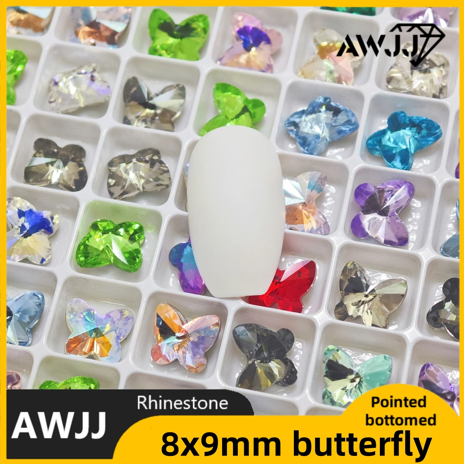 Classical 7*8mm Butterfly Shaped Crystal Pointed bottomed Decoration Gems Used for earrings necklaces Nail Jewelry accessory