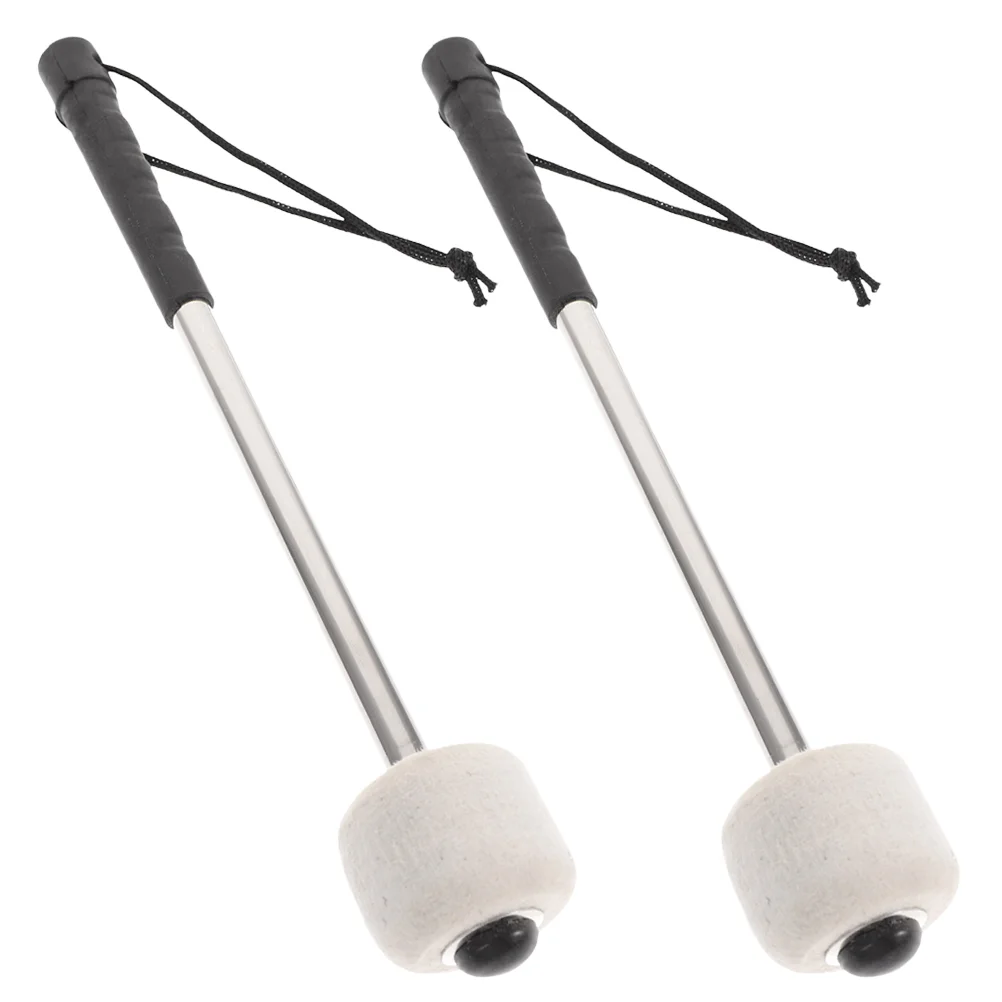 

2 Pcs Drumstick Stainless Steel Handle Drumsticks Bass Mallet Replacement Instrument Musical Percussion