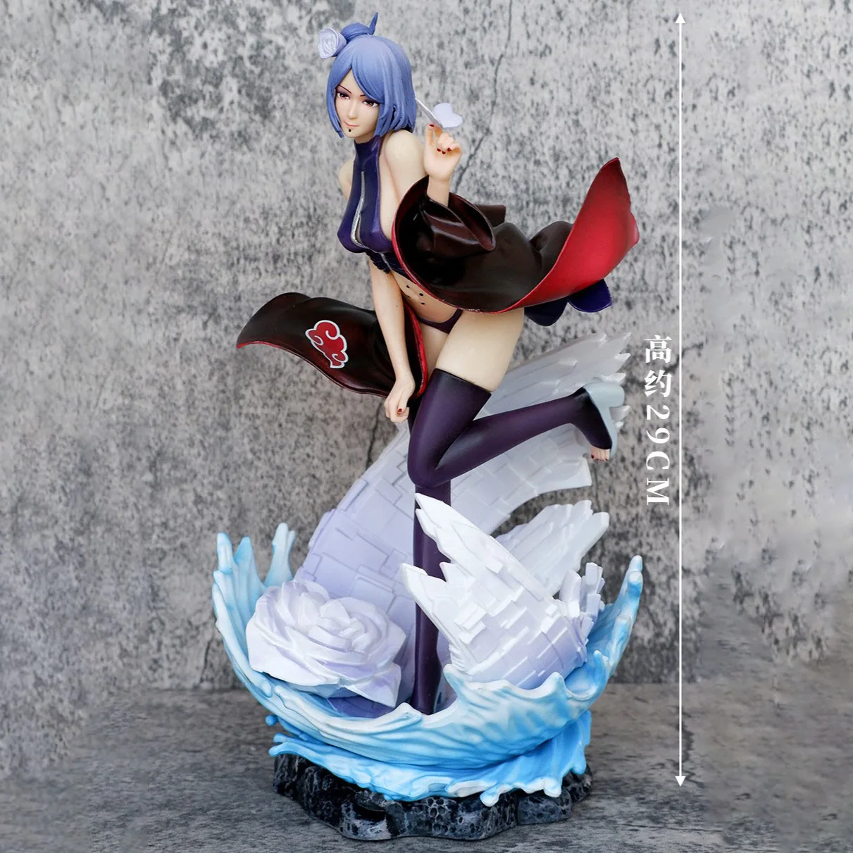 29cm NARUTO Anime Anime Figure Akatsuki Konan Battle Damage Statue GK Kawaii Action Figure Collection PVC Model Doll Gift Toys