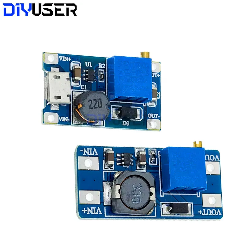 DIYUSER 3pcs MT3608 DC-DC Adjustable Boost Converter Module 28V 2A Step-Up Power Supply High Efficiency for Arduino DIY Projects
