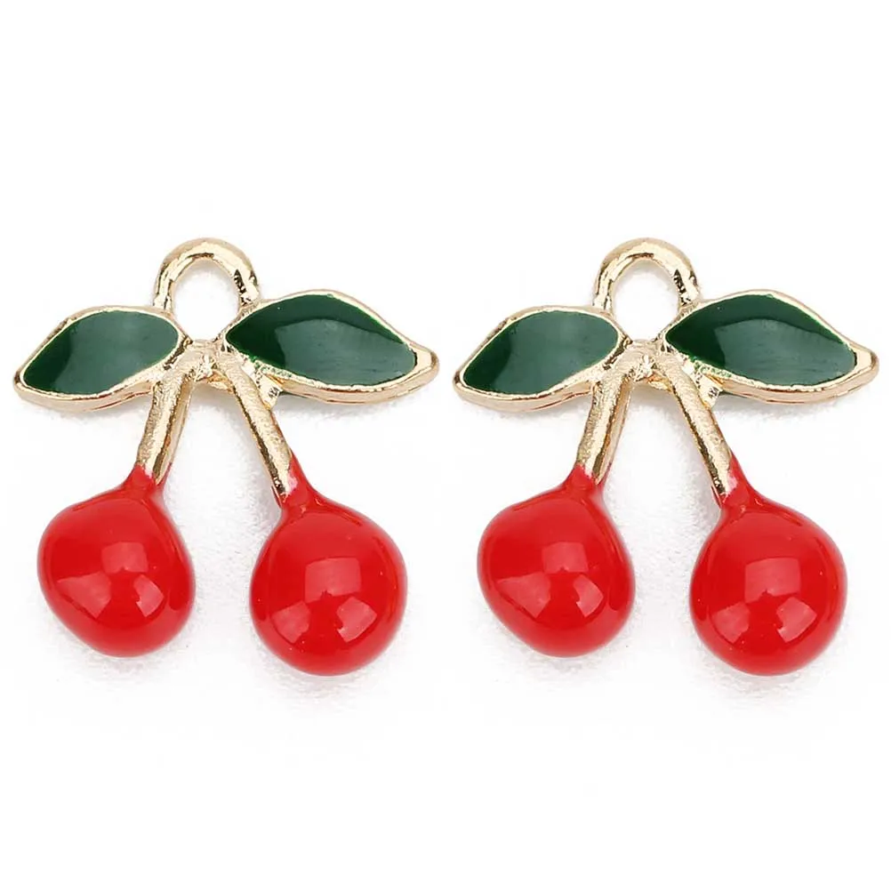 

20 Pcs Cherry Pendant Charm Necklace Locket DIY Jewelry Making Pendants Key Shape Design Accessories Gift