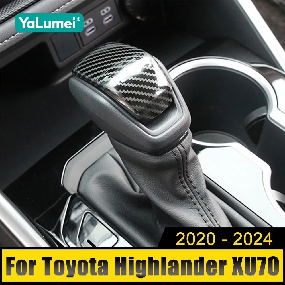 

For Toyota Highlander XU70 2020 2021 2022 2023 2024 Hybrid Stainless Car Gear Head Shift Knob Cover Handle Trim Sticker