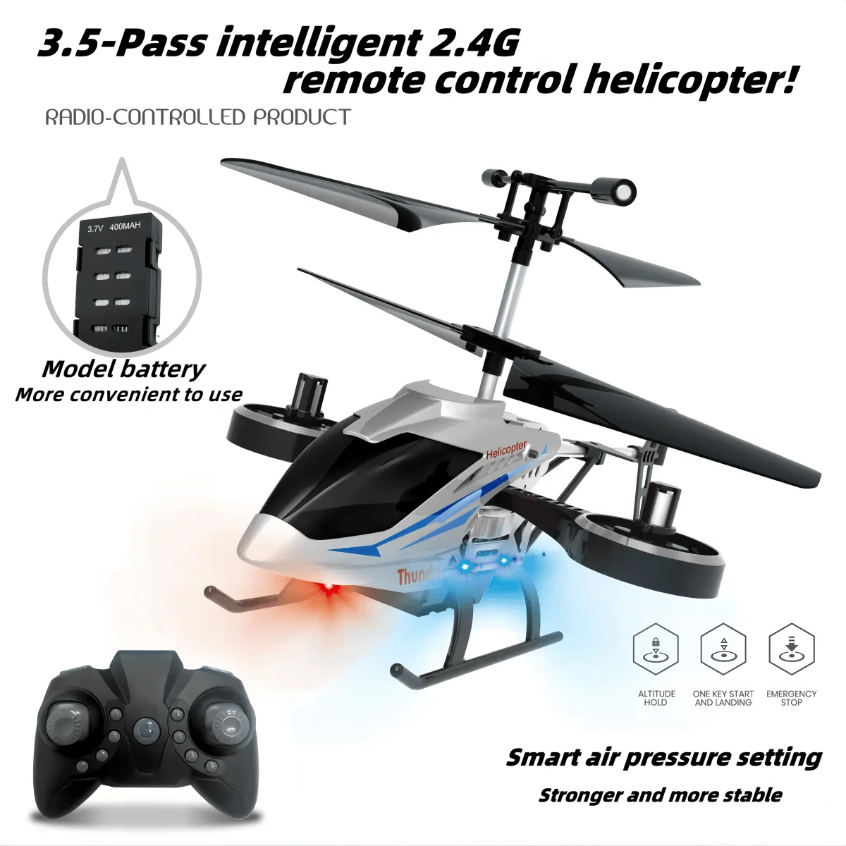 Elicottero telecomandato a 3.5 vie versione ad altezza fissa in lega resistente agli urti con luci giocattoli modello di aereo aeronautico