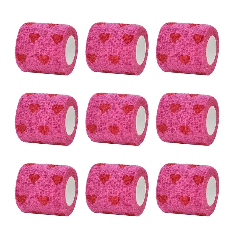 1 Pcs  Red love heart  Printed Medical Self Adhesive Elastic Bandage 4.5m Sports Wrap Tape for Finger Joint Knee