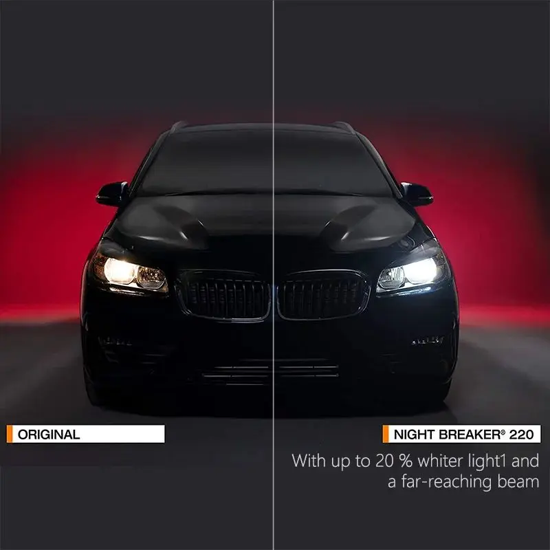 OSRAM Night Breaker 220 Autolampen H4 H7 Halogen-Scheinwerfer +220% Leistungsstärke +150m Reichweite Original-Licht 12V Deutschland, 2 Stück – Detail 4